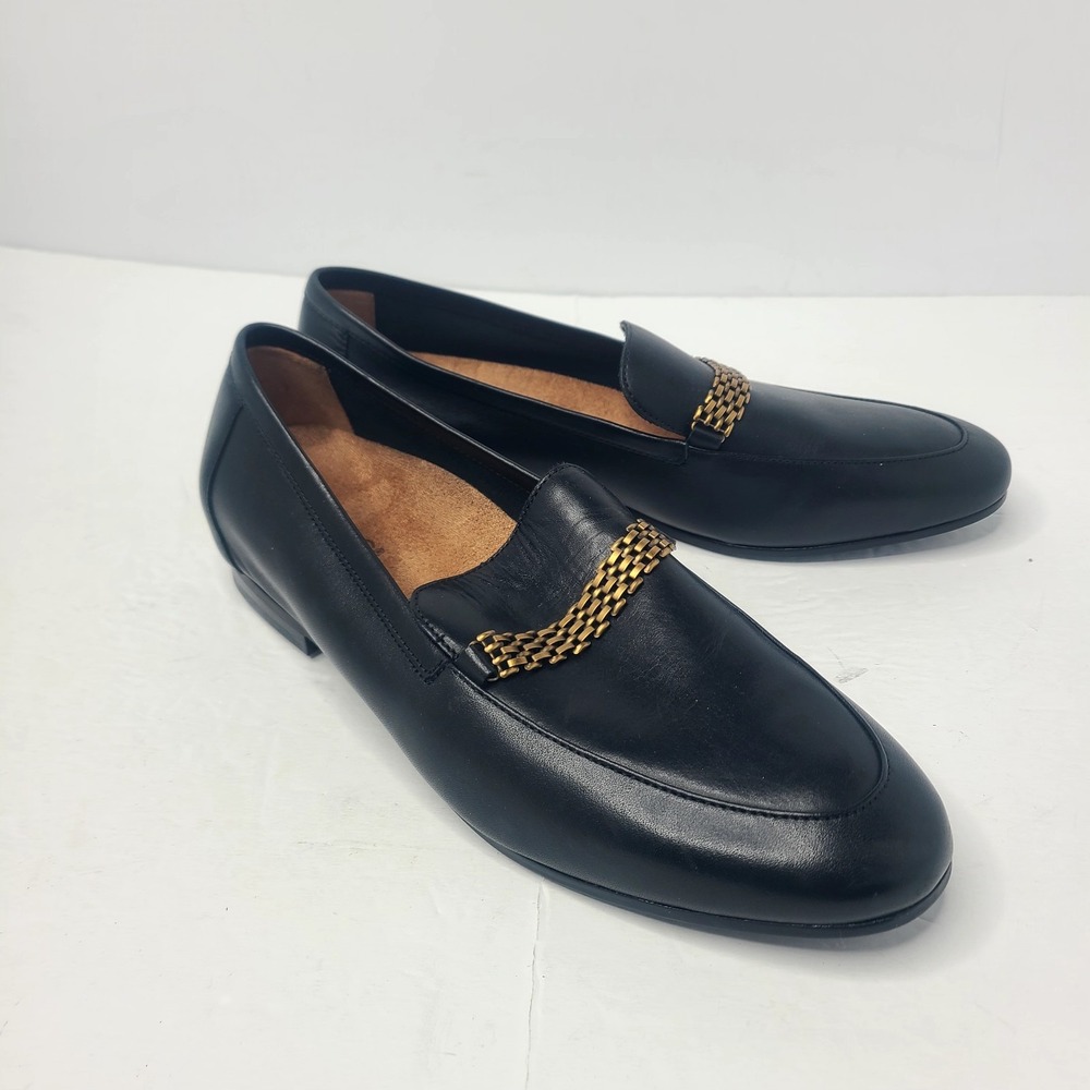 Vionic Women's Size 7.5 Black Gold Accent Charlotte Loafers Work Office